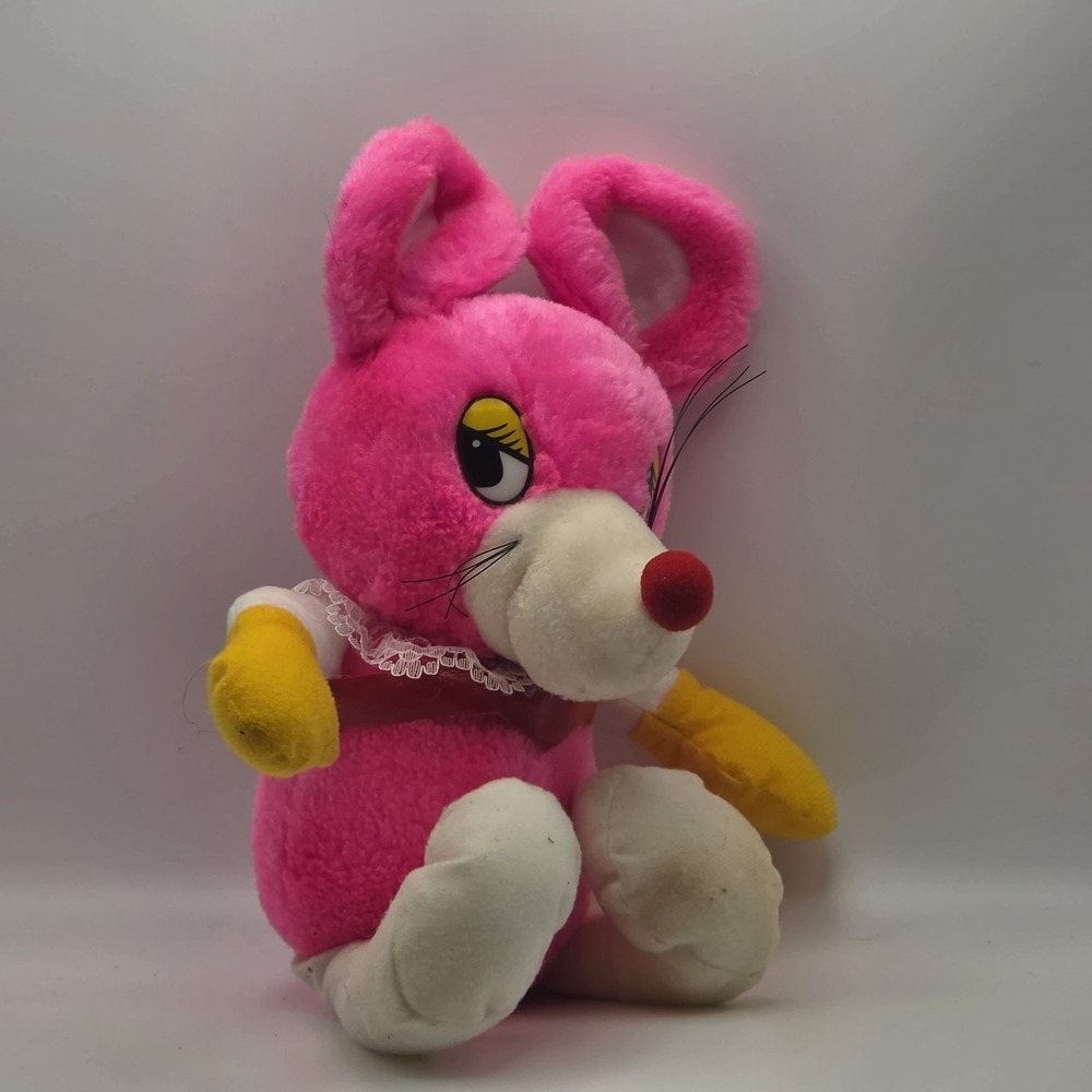 Vintage Mouse Plush Pink Stuffed Animal Carnival Toy Acme Premium Supply 10" D22
